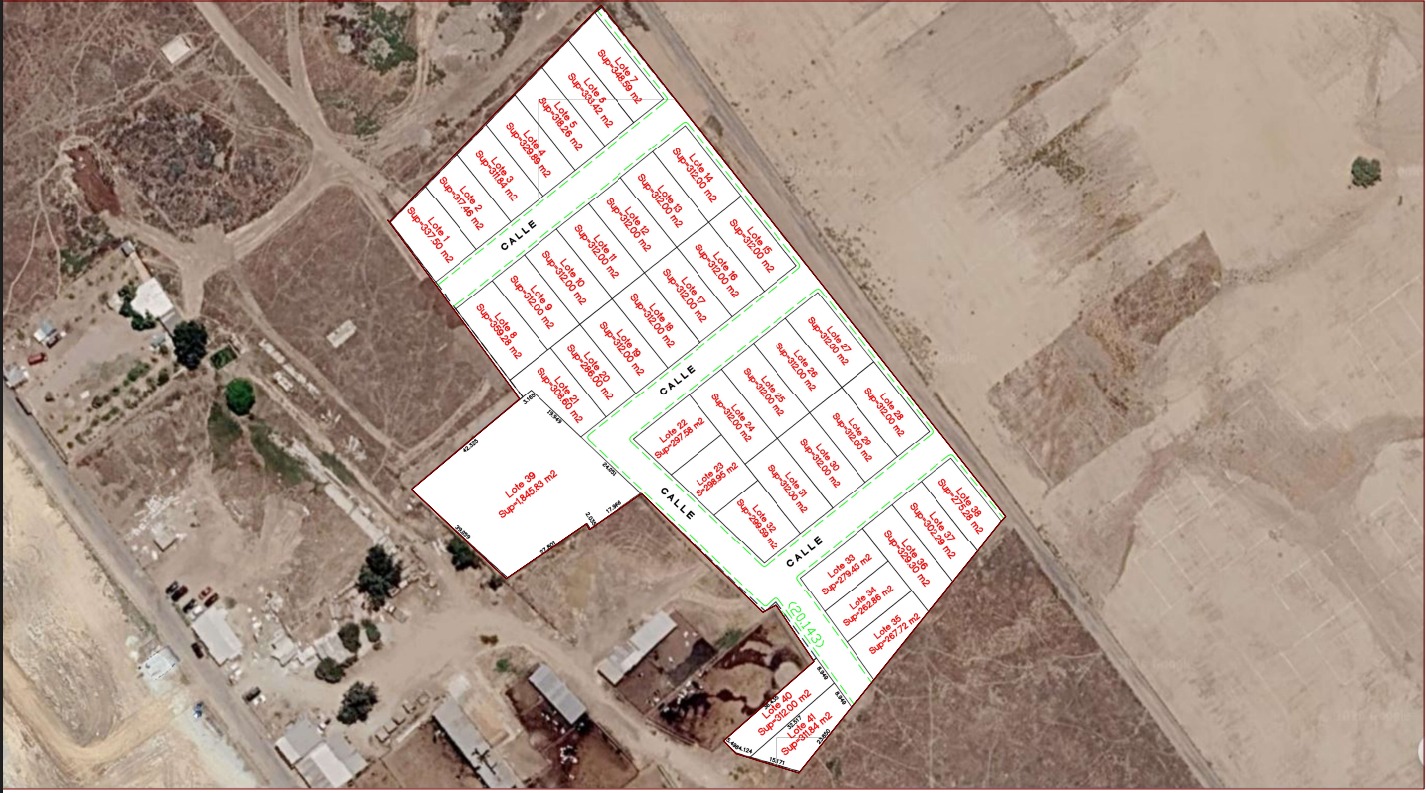 Plano aéreo de los 41 lotes